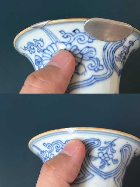 古玩陶瓷清·康熙線描青花束腰花觚拍賣,當前價格1800元