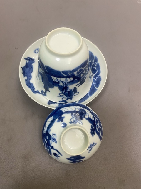 古玩陶瓷青花仙人乘槎圖蓋碗（附保真卡）拍賣，當前價格12000元