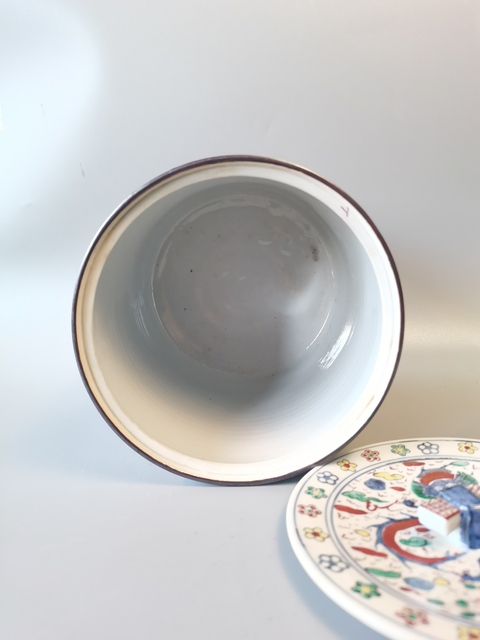 古玩陶瓷十九世紀(jì)末龍鳳紋青花五彩龍鳳蓋罐拍賣，當(dāng)前價格4260元