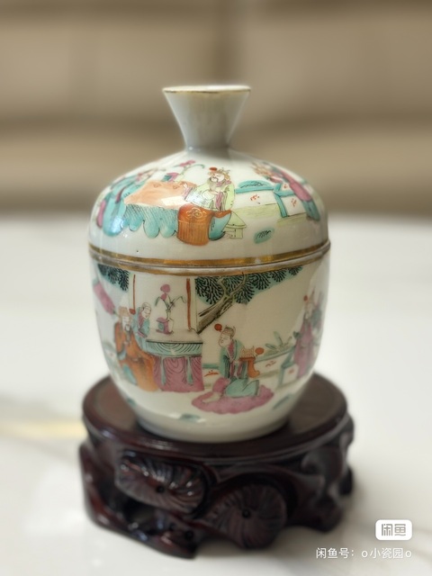 古玩陶瓷粉彩人物故事紋蓋缸拍賣，當前價格2000元