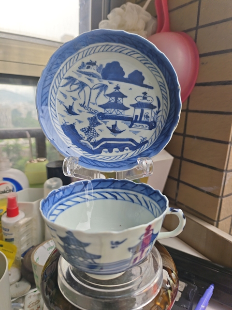 古玩陶瓷晚清青花杯碟拍賣，當前價格680元