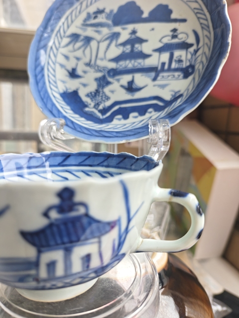 古玩陶瓷晚清青花杯碟拍賣，當前價格680元