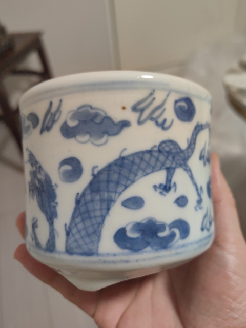 古玩陶瓷青花雙龍戲珠紋爐拍賣，當前價格2000元