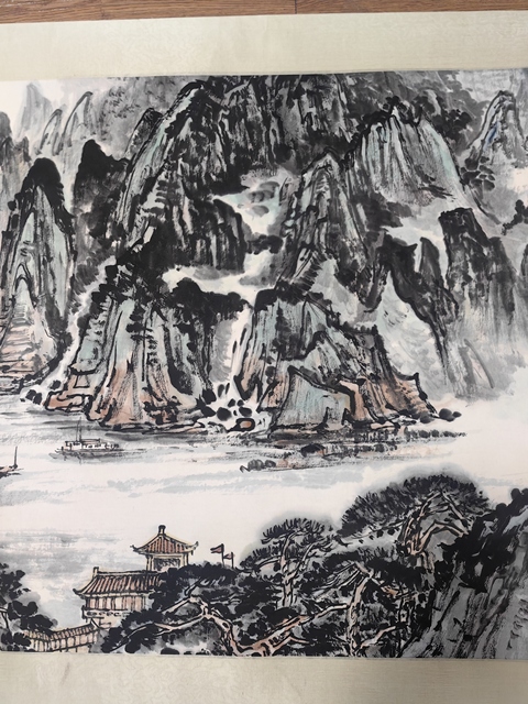 古玩字畫陽太陽山水橫披拍賣，當前價格3599元