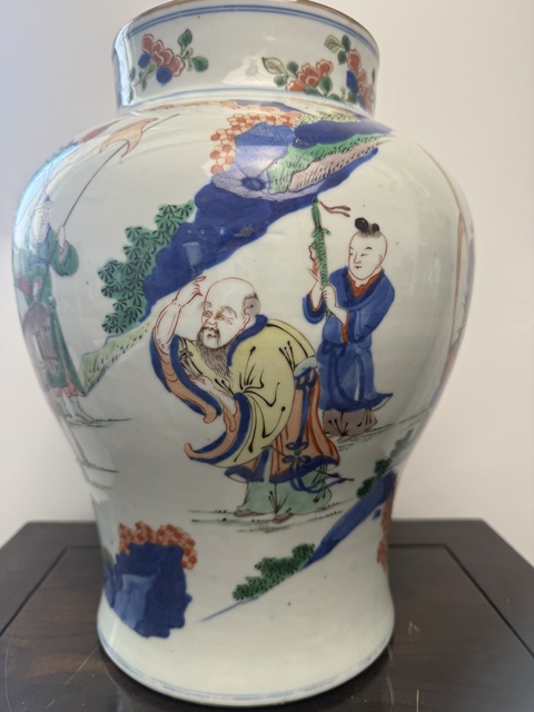 古玩陶瓷青花五彩將軍罐拍賣，當(dāng)前價(jià)格35000元