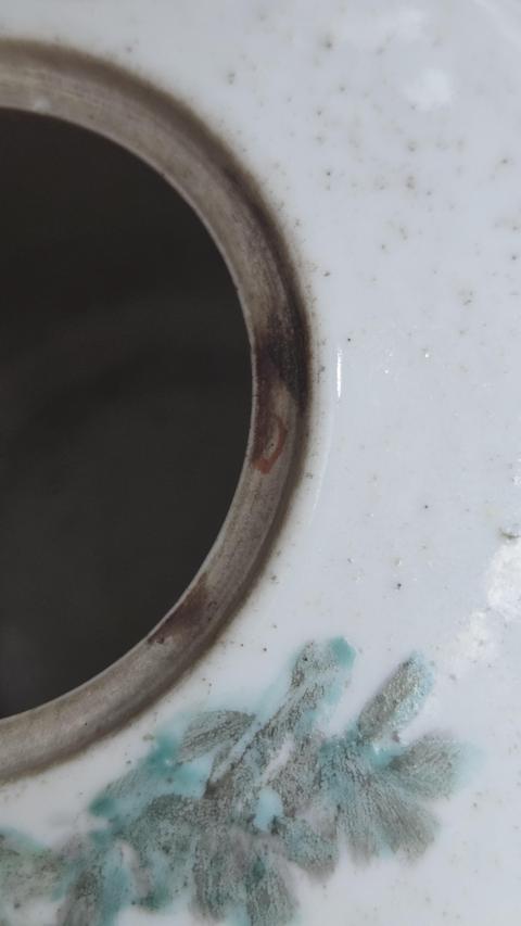 古玩陶瓷清光緒 少山繪淺絳二喬并讀蓋罐真品鑒賞圖