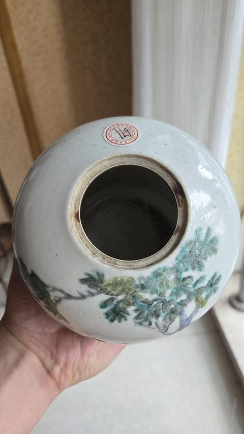古玩陶瓷清光緒 少山繪淺絳二喬并讀蓋罐真品鑒賞圖