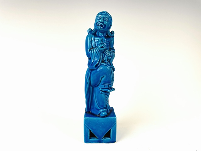 古玩陶瓷民國·孔雀藍鐵拐李造像拍賣，當前價格1388元