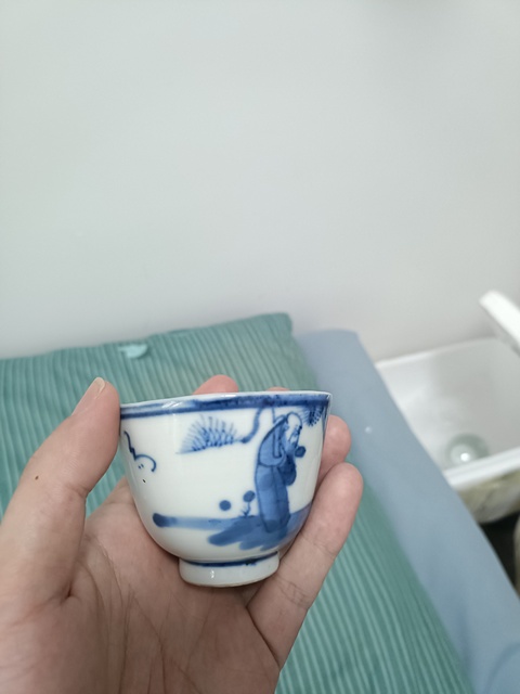 古玩陶瓷三星高照圖青花杯拍賣,當前價格980元