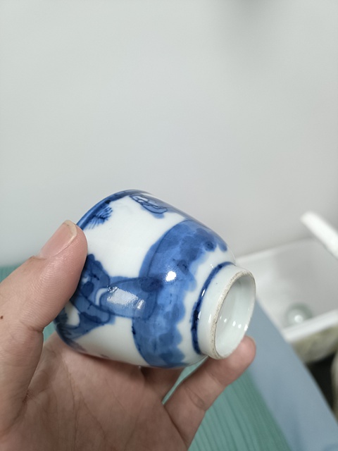 古玩陶瓷三星高照圖青花杯拍賣,當前價格980元