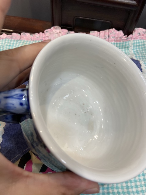 古玩陶瓷日本青花山水人物雙耳爐真品鑒賞圖