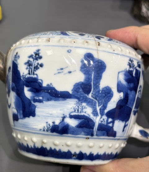 古玩陶瓷青花壺（殘補）真品鑒賞圖