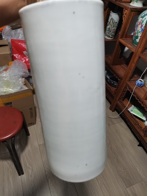 古玩陶瓷礬紅獅紋帽筒真品鑒賞圖