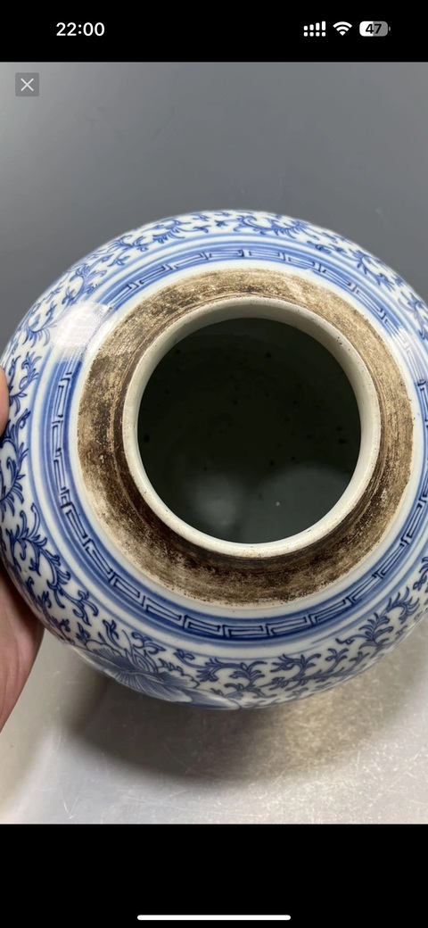 古玩陶瓷青花枝花卉紋蓋罐真品鑒賞圖