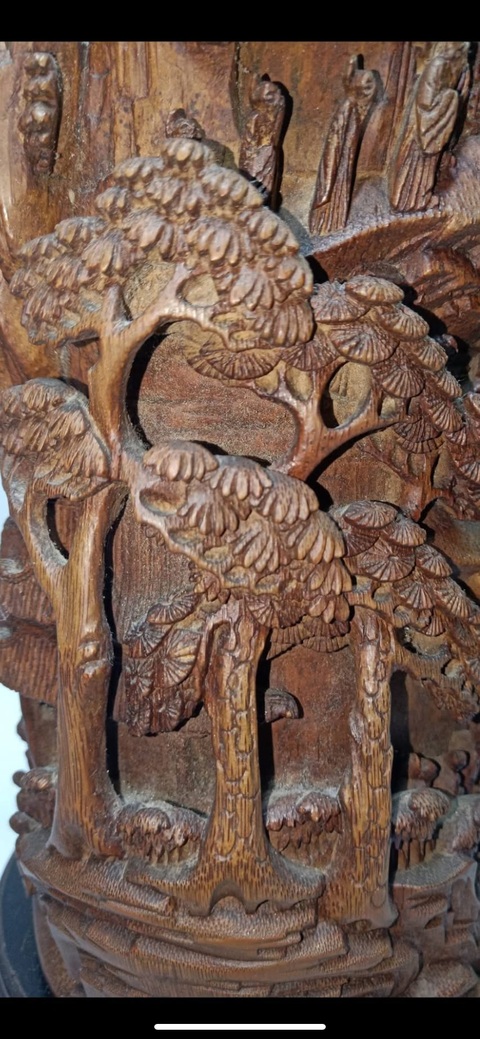 古玩雜項竹雕山子真品鑒賞圖
