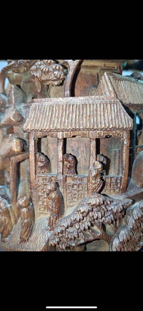 古玩雜項竹雕山子真品鑒賞圖