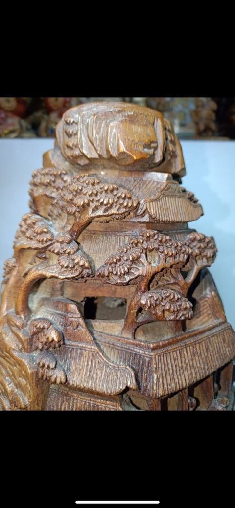 古玩雜項竹雕山子真品鑒賞圖
