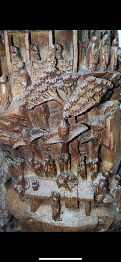 古玩雜項竹雕山子真品鑒賞圖