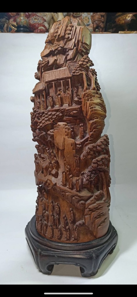 古玩雜項竹雕山子真品鑒賞圖