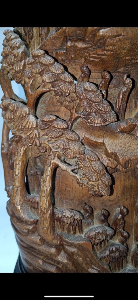 古玩雜項竹雕山子真品鑒賞圖