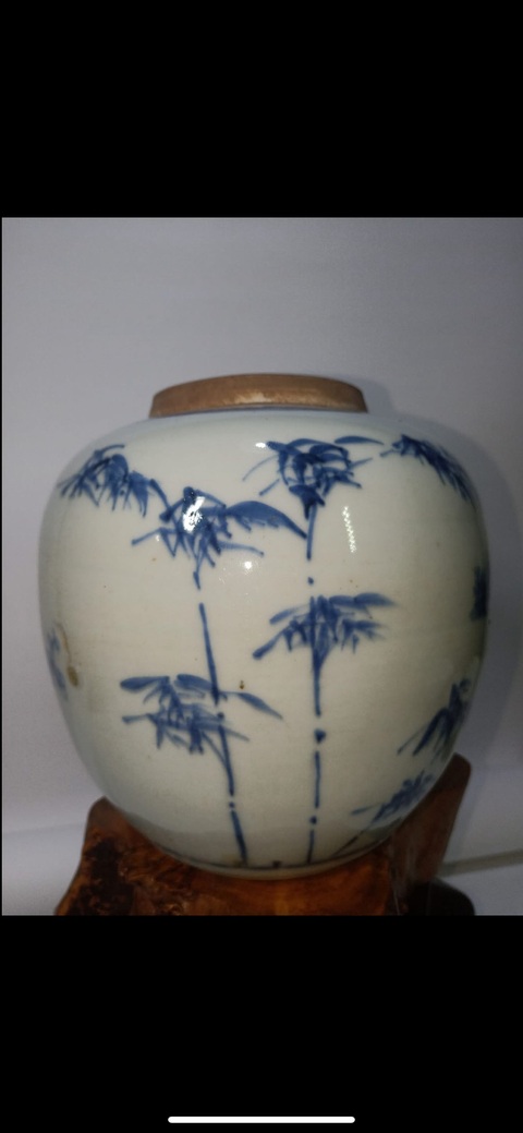 古玩陶瓷青花歲寒三友罐,疑似復(fù)窯真品鑒賞圖