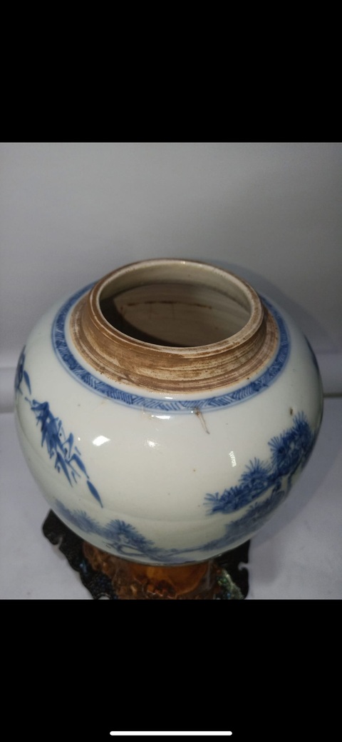 古玩陶瓷青花歲寒三友罐,疑似復(fù)窯真品鑒賞圖