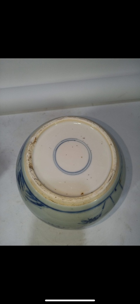 古玩陶瓷青花歲寒三友罐,疑似復(fù)窯真品鑒賞圖