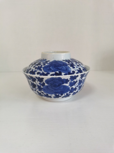 古玩陶瓷清光緒若深珍藏青花蓋碗拍賣,當前價格1800元