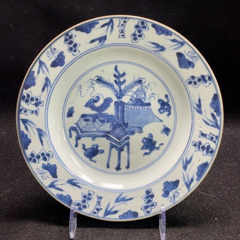 古玩陶瓷康熙青花盤真品鑒賞圖