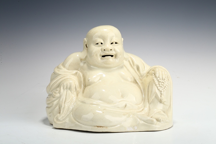 古玩陶瓷清末民初·白釉彌勒佛造像拍賣，當(dāng)前價格1999元