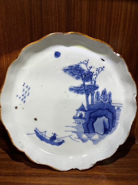 古玩陶瓷明崇禎山水紋青花盤拍賣,當前價格12800元