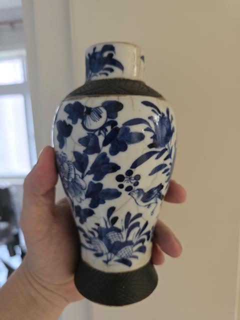 古玩陶瓷哥釉鐵銹釉青花瓶拍賣,當前價格1500元