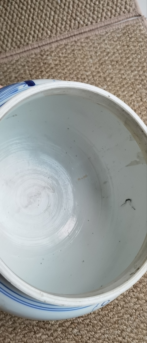 古玩陶瓷青花郭子儀拜壽圖粥罐，疑似復窯真品鑒賞圖