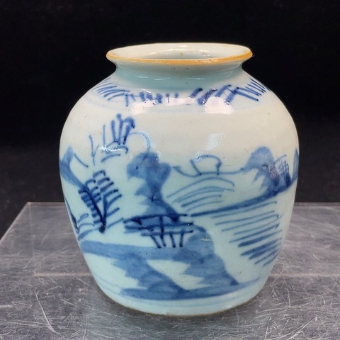 古玩陶瓷清乾隆山水紋青花罐拍賣，當(dāng)前價格700元