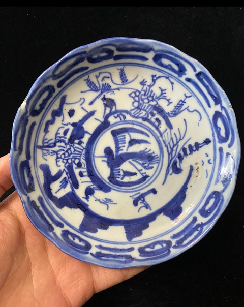 古玩陶瓷青花漁樵耕讀盤真品鑒賞圖