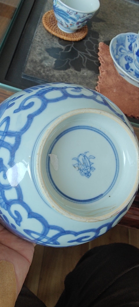 古玩陶瓷青花三多壽字紋茶碗真品鑒賞圖