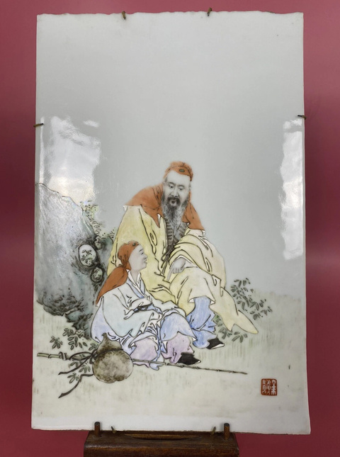 古玩陶瓷民國 粉彩人物紋瓷板真品鑒賞圖