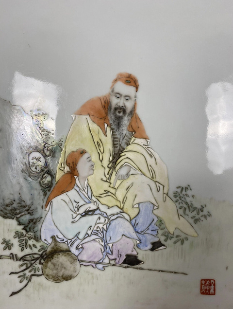 古玩陶瓷民國 粉彩人物紋瓷板真品鑒賞圖