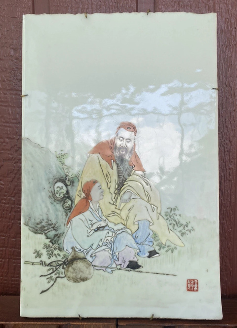 古玩陶瓷民國 粉彩人物紋瓷板真品鑒賞圖