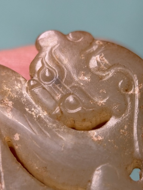 古玩玉器漢代龍鳳紋玉韘真品鑒賞圖