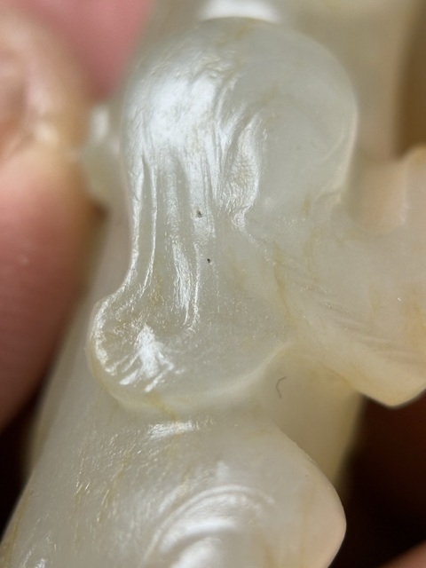 古玩玉器漢代白玉紅沁辟邪真品鑒賞圖