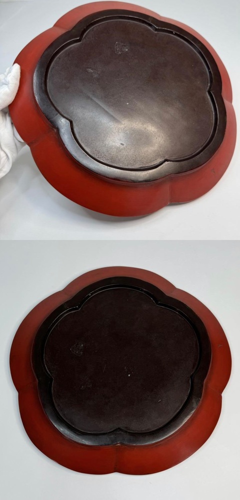 古玩雜項(xiàng)明晚期·剔紅鷺鷥牡丹紋 梅花盤拍賣,當(dāng)前價(jià)格88000元