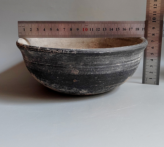 古玩陶瓷漢代弦紋黑陶大碗拍賣，當前價格1188元