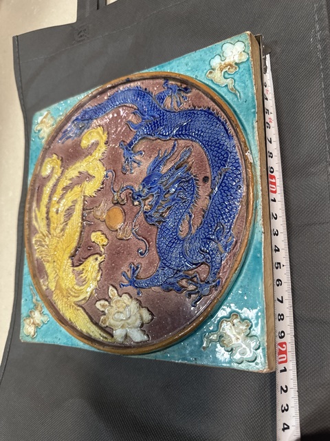 古玩陶瓷龍鳳紋瓷磚真品鑒賞圖
