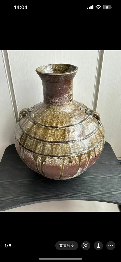 古玩陶瓷青釉雙耳漢壺真品鑒賞圖