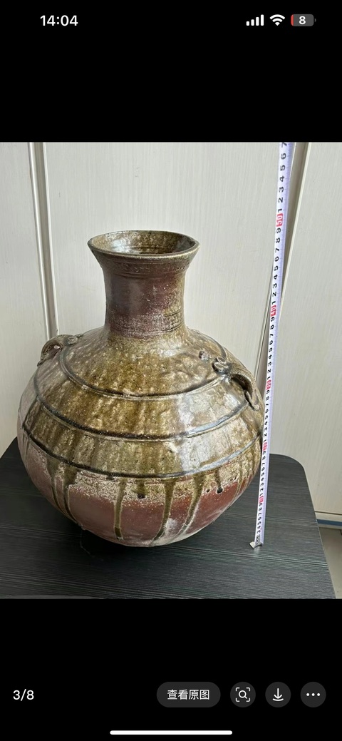 古玩陶瓷青釉雙耳漢壺真品鑒賞圖