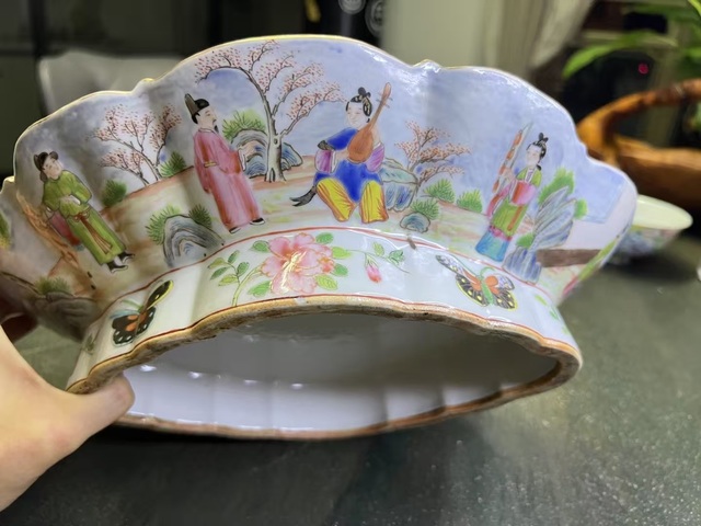 古玩陶瓷廣彩人物故事紋貢盤(pán)真品鑒賞圖