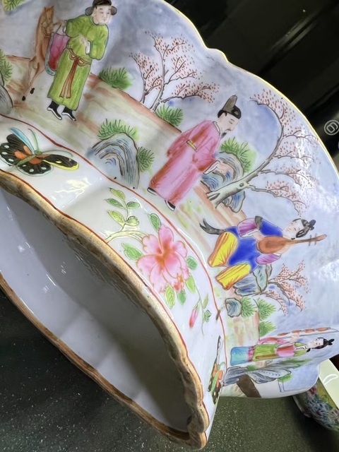 古玩陶瓷廣彩人物故事紋貢盤(pán)真品鑒賞圖