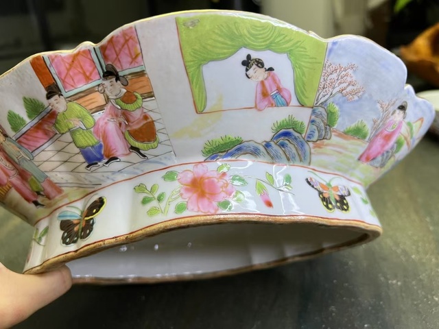 古玩陶瓷廣彩人物故事紋貢盤(pán)真品鑒賞圖