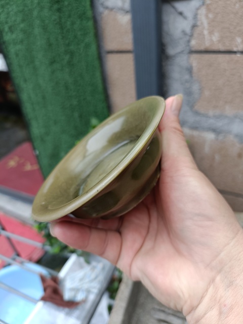 古玩陶瓷精品宋末元初龍泉青瓷鱔魚黃釉花卉折沿洗拍賣，當前價格1980元